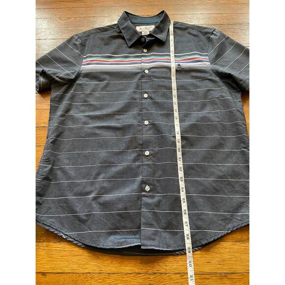 PENGUIN Gray w/Multicolored Stripes Button Down Shirt sz L - Picture 13 of 13